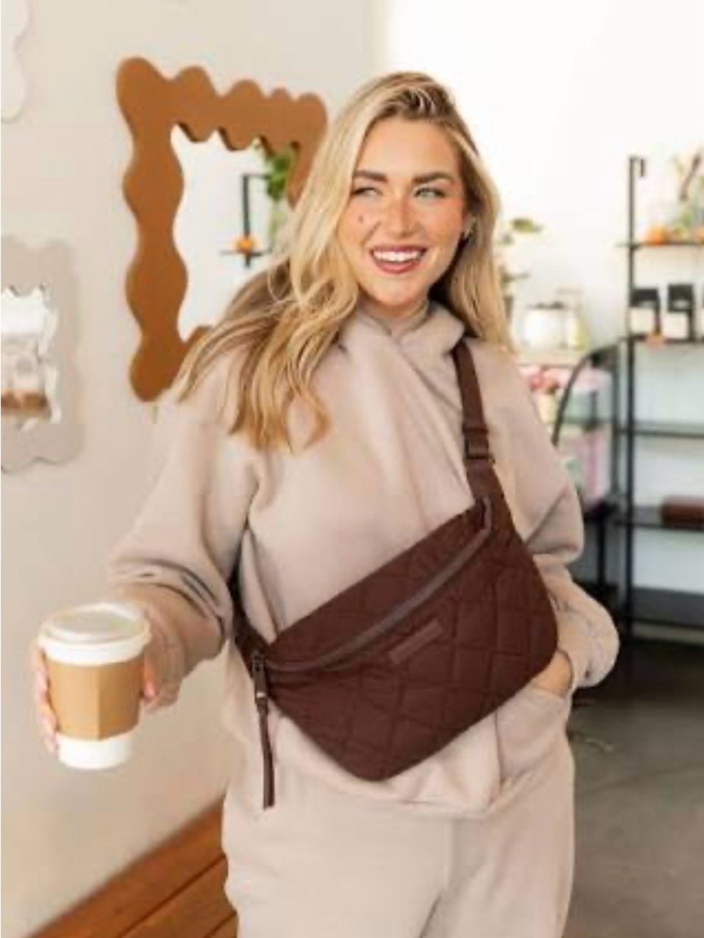 Poppy & Peonies Espresso Quilted Large Sidekick